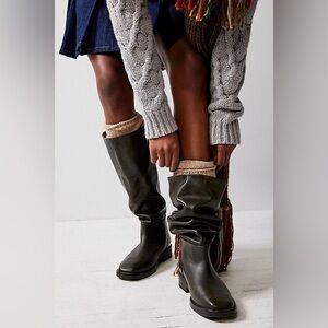 Free People We the Free Townes Fold Down Boots 37.5 Bitter Olive Green